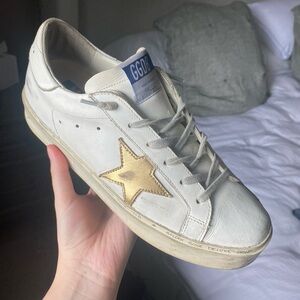 White & Gold Hi Star Golden Goose Sneakers